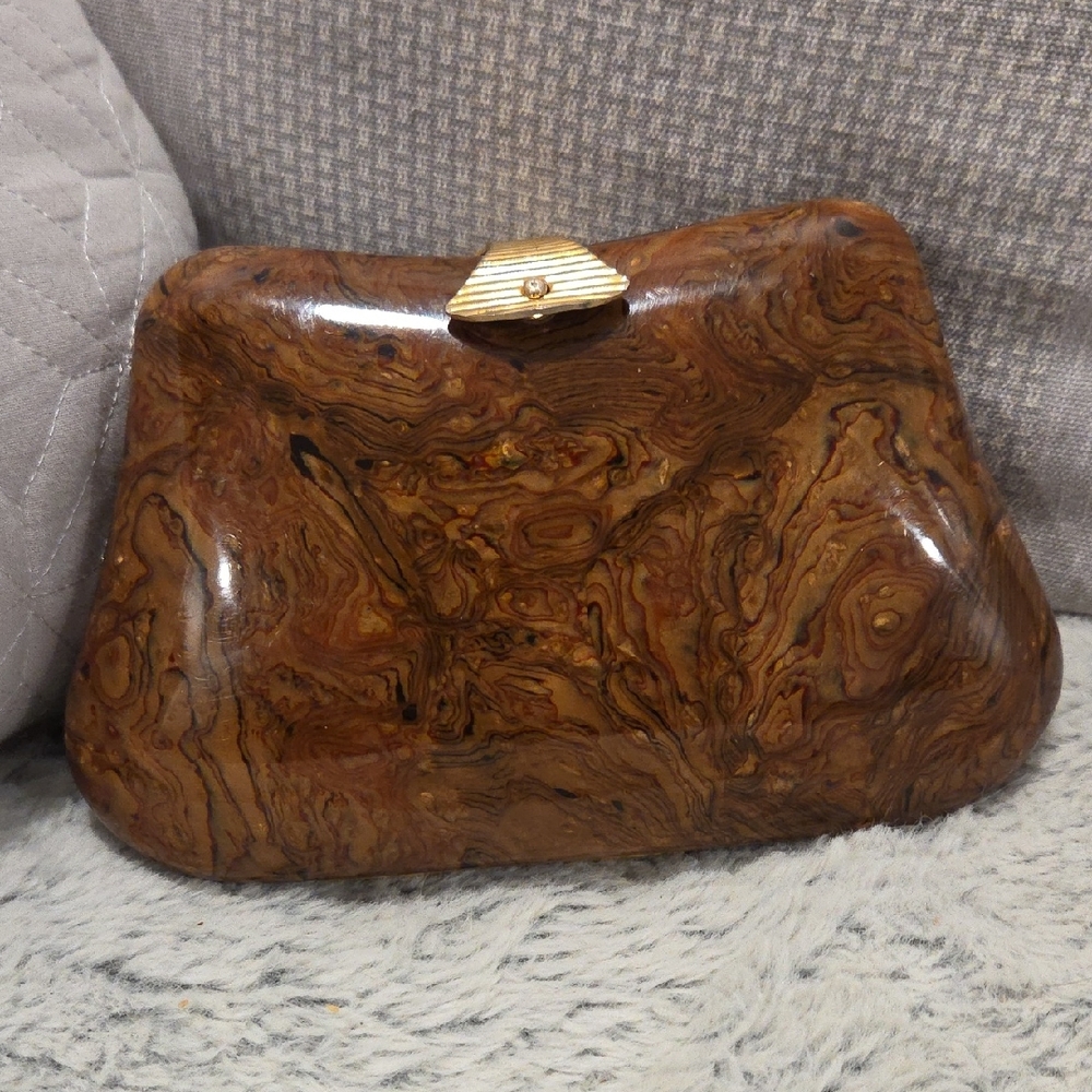 Saks Fifth Avenue Brown Swirl Clutch